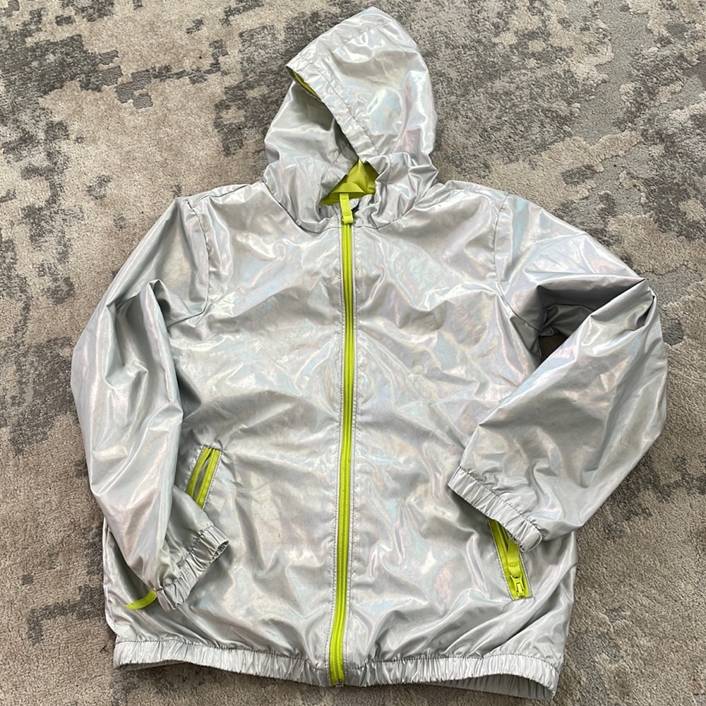 Silver rain jacket/windbreaker